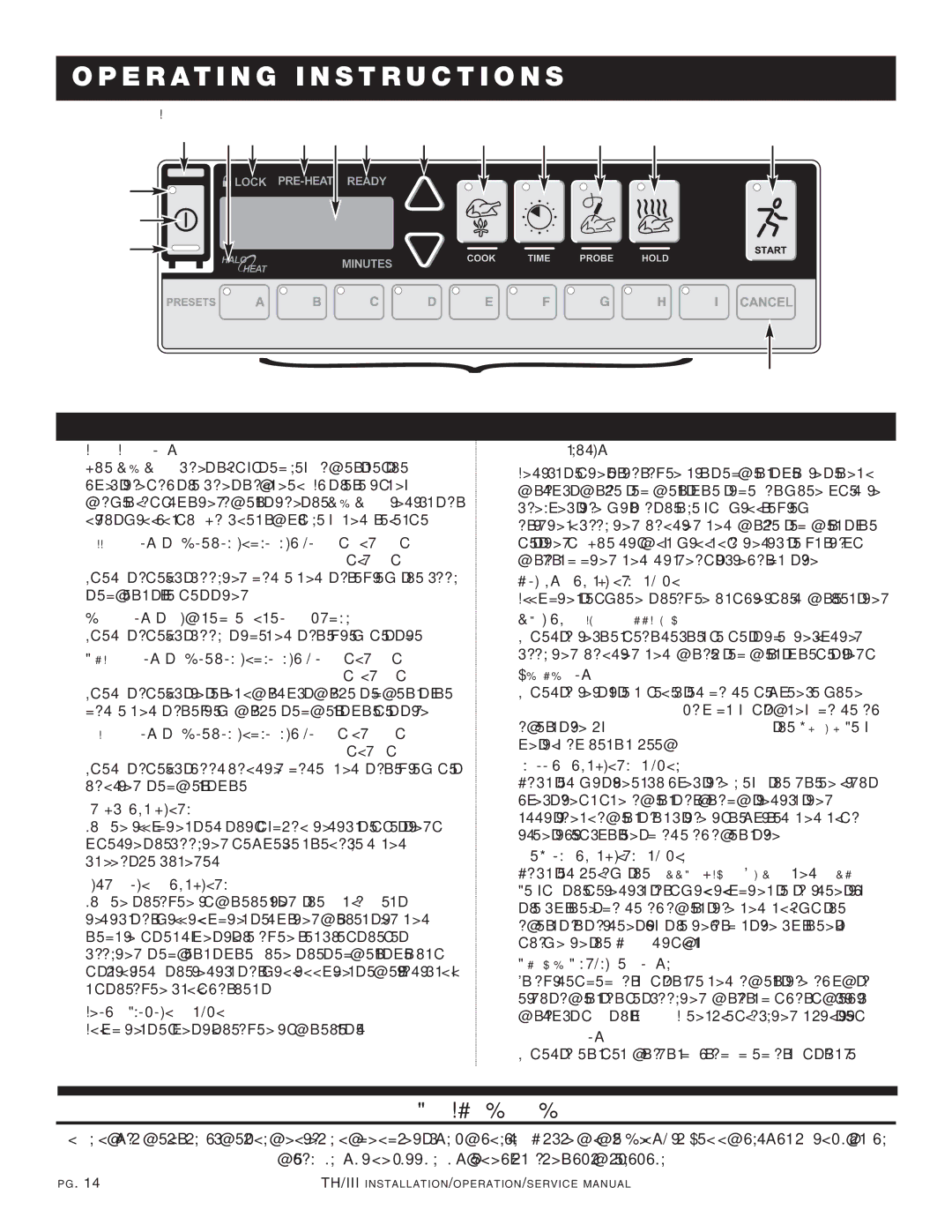 Alto-Shaam 1200-TH/III manual OP E R ATI NG NST RUC Tions, CON Trol Features 