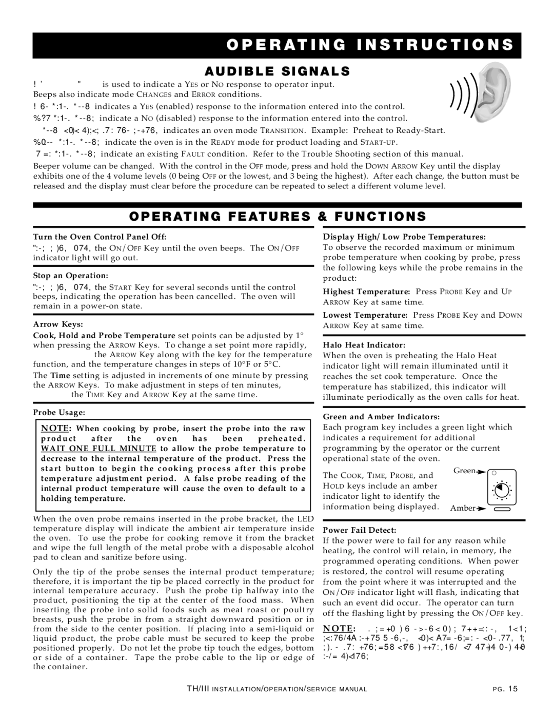 Alto-Shaam 1200-TH/III manual OP Eratin Instru Ctio N S, AUD Ible Signals, OP Erat in G Feat URE S & FUN CT Ions 