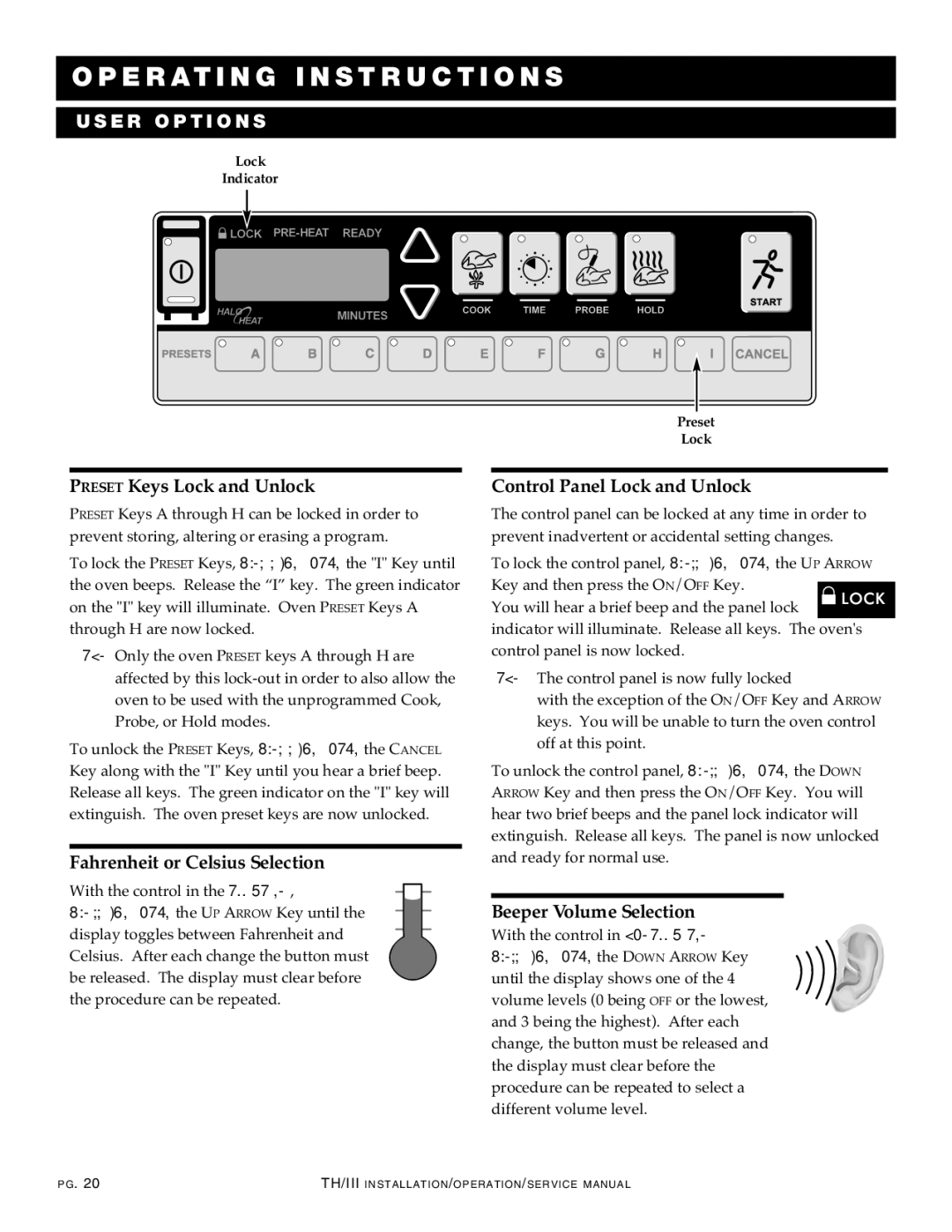 Alto-Shaam 1200-TH/III manual US ER O Ptio NS, Preset Keys Lock and Unlock 