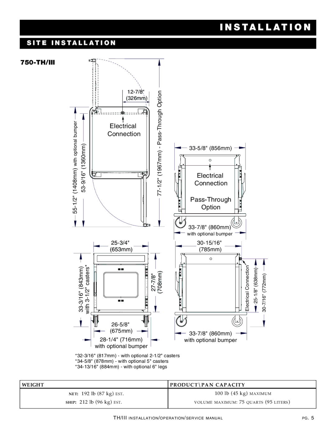 Alto-Shaam 1200-TH/III manual IT E I Nsta LLA T ION, 750-TH/III 