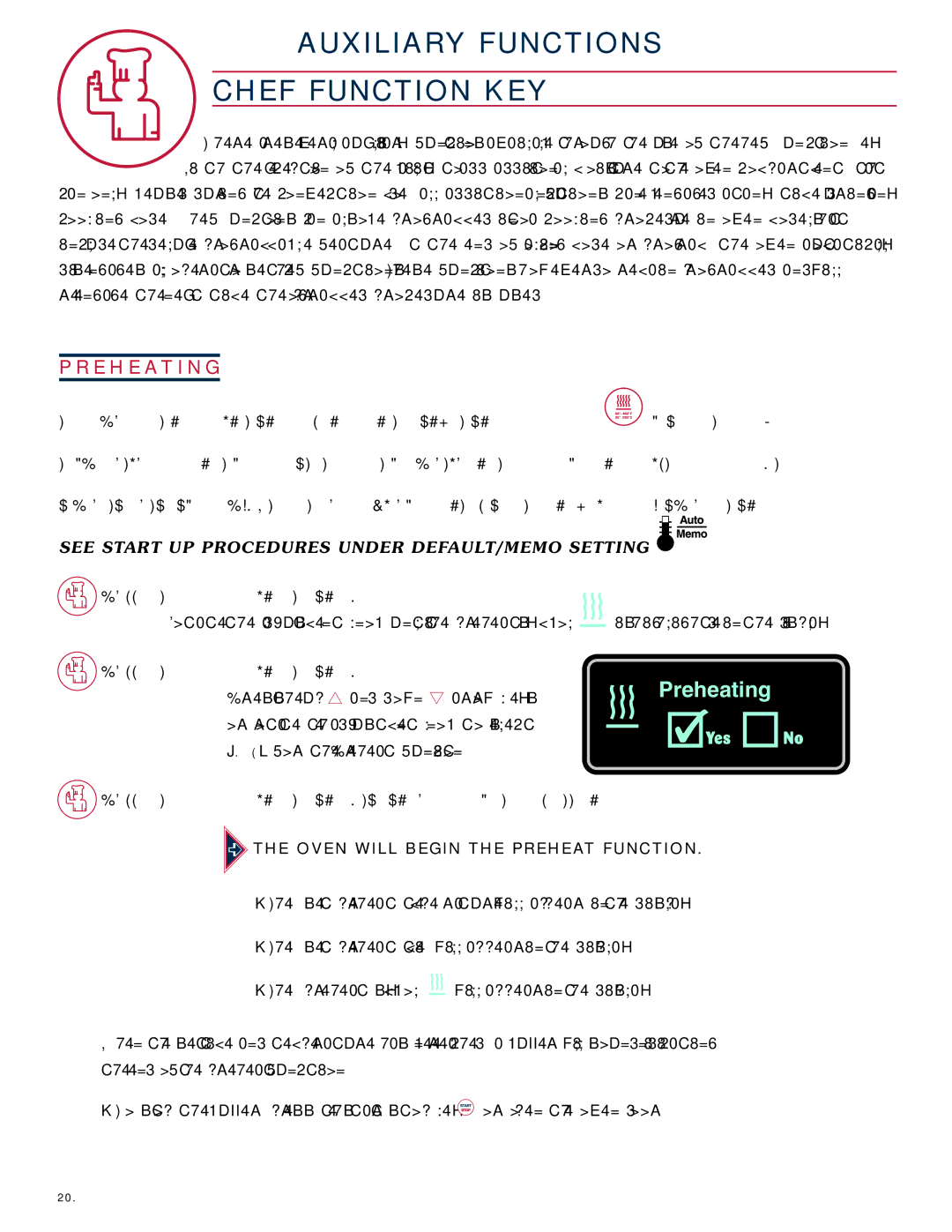 Alto-Shaam 1020, 1218 operation manual Auxiliar Y Functions Chef Functi on KEY, Reh Eat Ing, Press the Chef FUN Ction KEY 