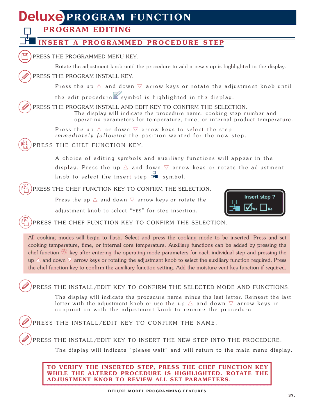 Alto-Shaam 1218, 1020 operation manual Inse RT a PRO Gramm ED PR Ocedure S T EP, Pres S the P Rogram in Stall KEY 