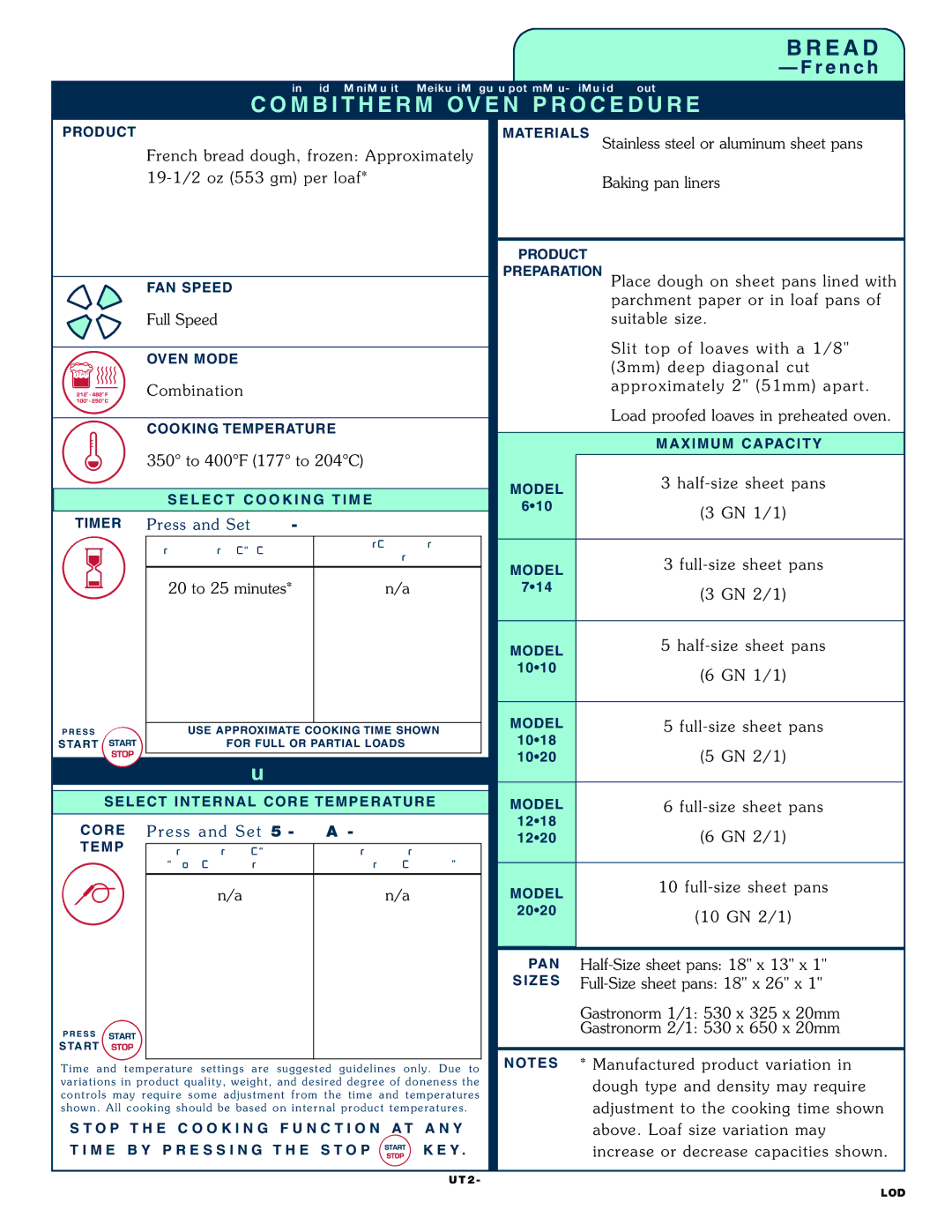 Alto-Shaam 1218, 1020 operation manual Timer Press a nd S et TIM ER, 20 to 25 minutes, Pre ss and S et 