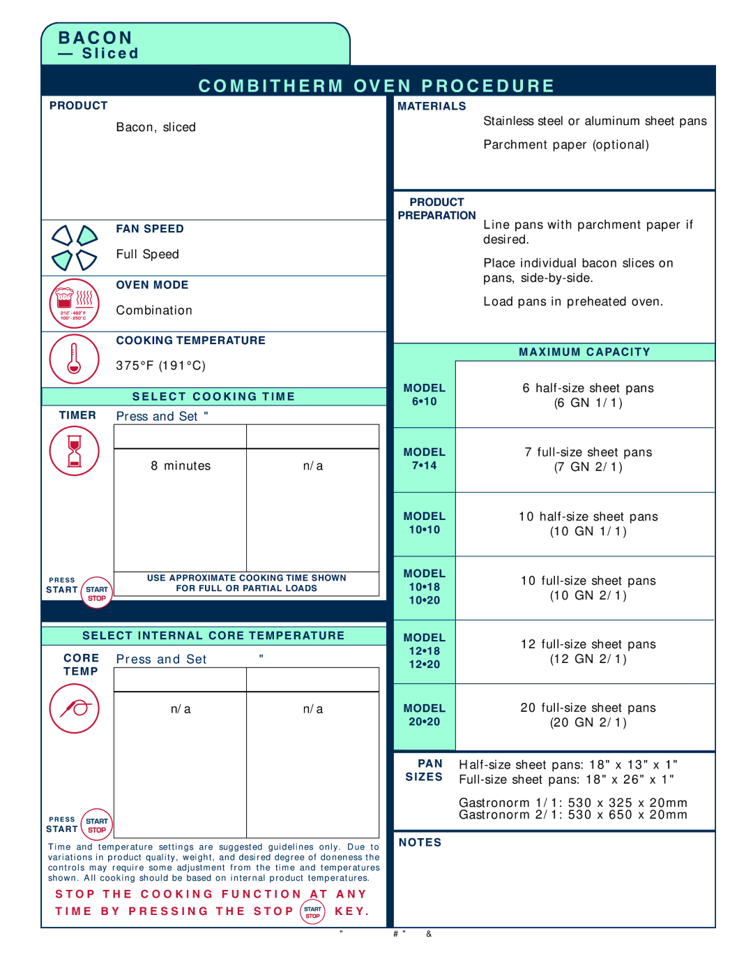 Alto-Shaam 1020, 1218 operation manual Press and Se t Time R, Pre ss and Set COR E Temp 