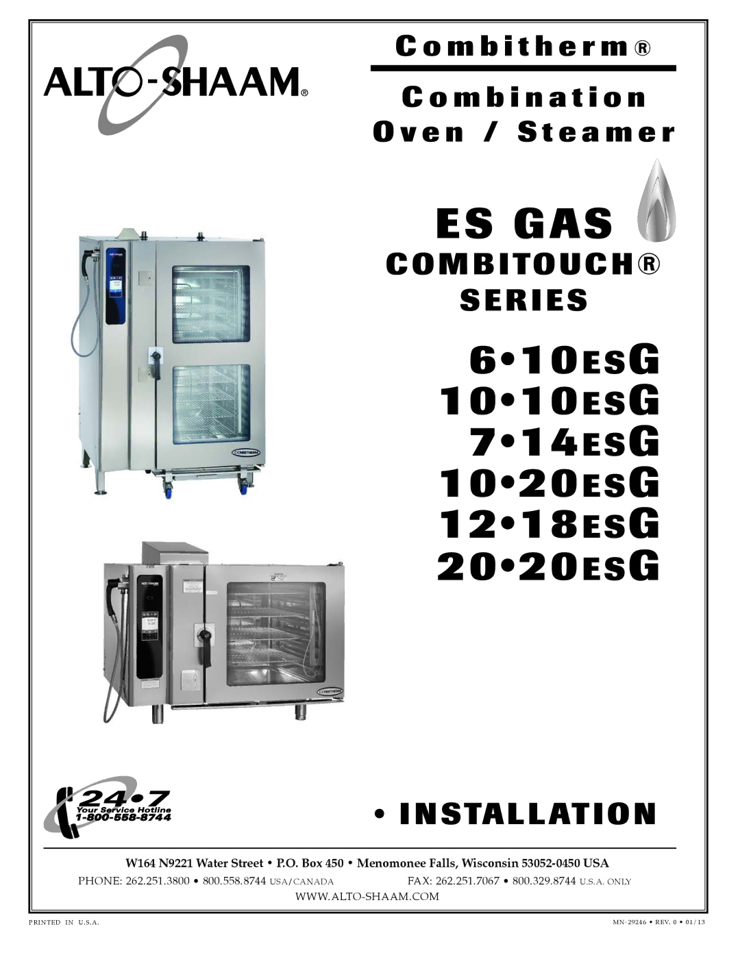 Alto-Shaam 1010ESG, 1218ESG, 1020ESG, 714ESG, 2020ESG, 610ESG manual Es Gas 