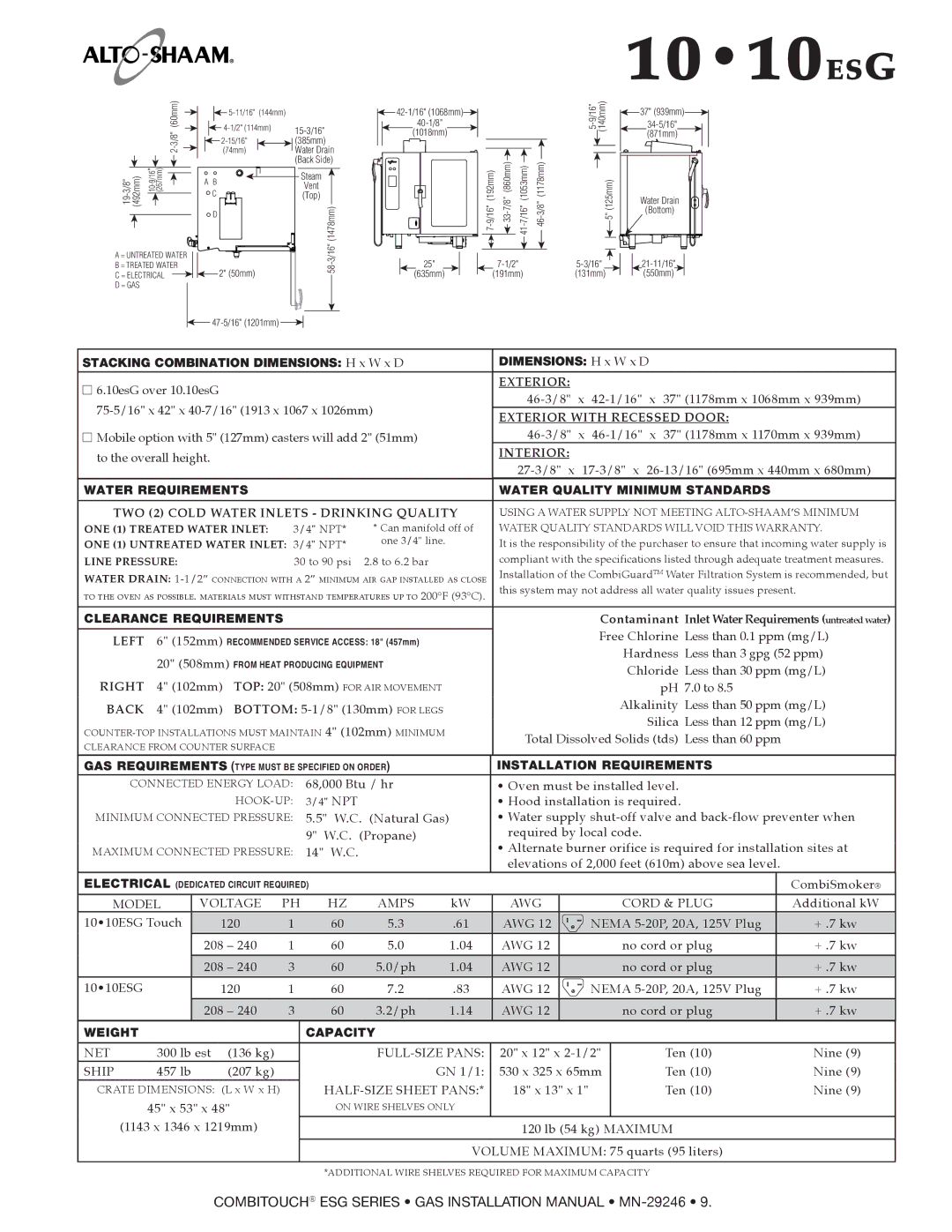 Alto-Shaam 610ESG, 1218ESG, 1020ESG, 714ESG, 2020ESG manual 1010ESG Touch 