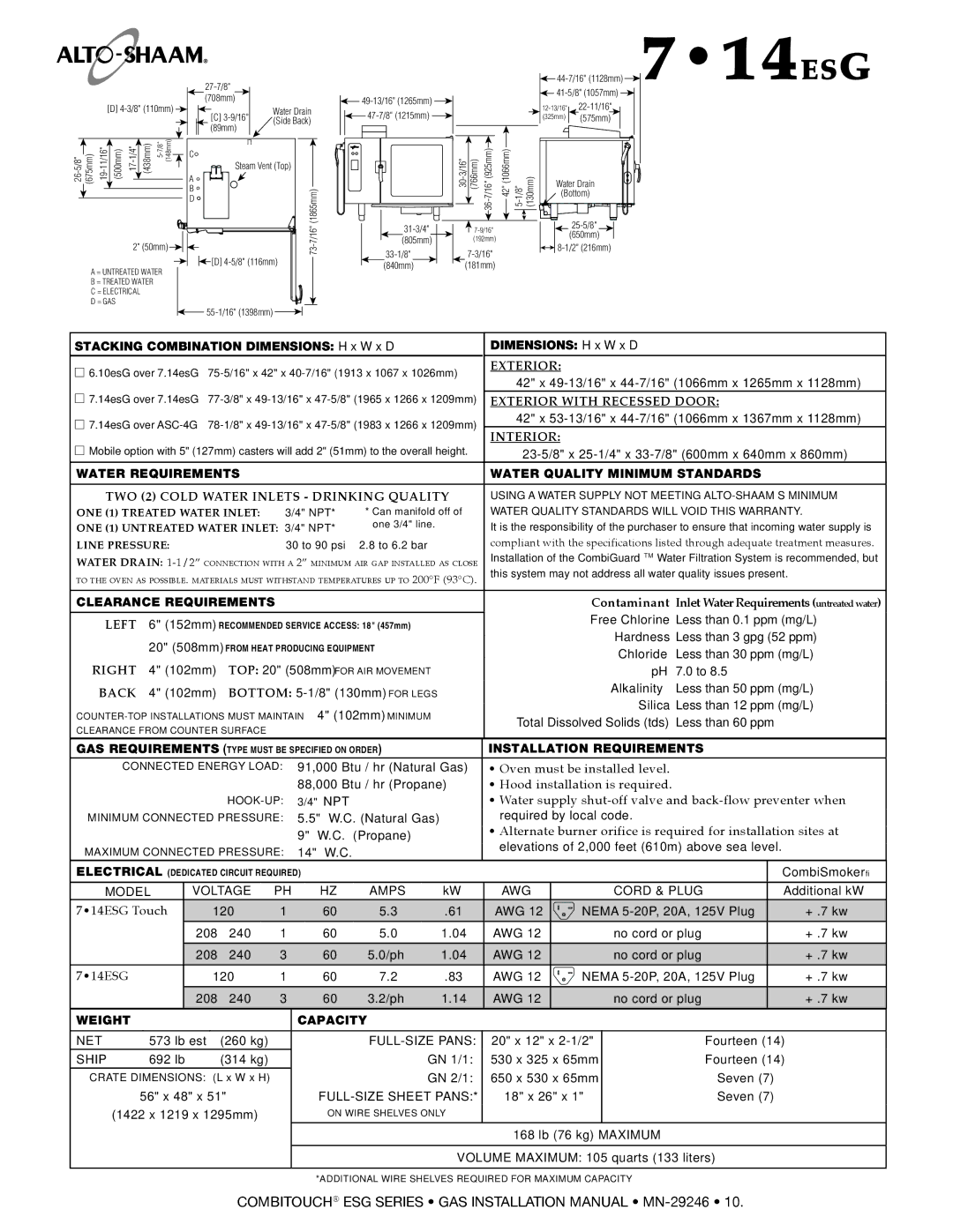 Alto-Shaam 1218ESG, 1010ESG, 1020ESG, 2020ESG, 610ESG manual 714ESG Touch 