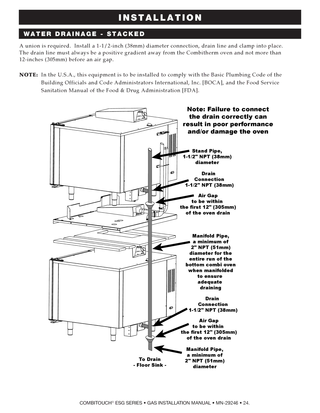 Alto-Shaam 1020ESG, 1218ESG, 1010ESG, 714ESG, 2020ESG, 610ESG manual Installation 