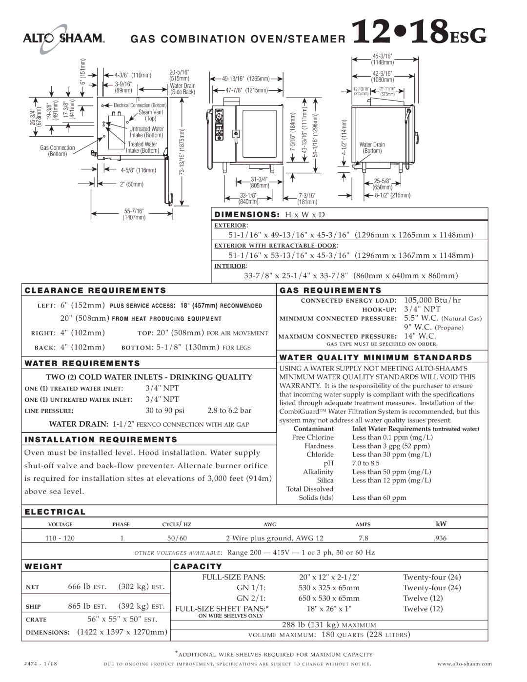 Alto-Shaam 12.18ESG specifications Es G, GA S COM BI Nation OVEN/ST Eamer 