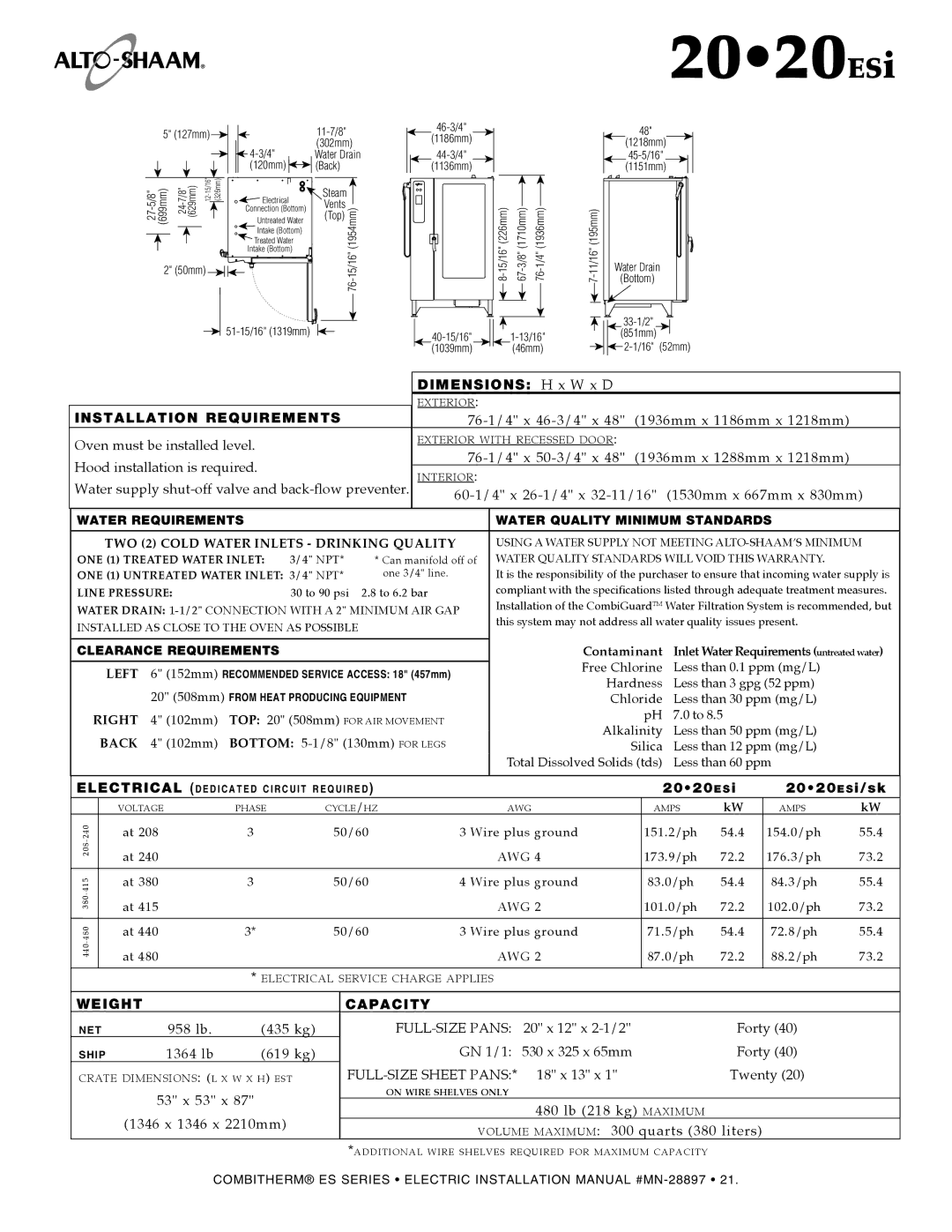 Alto-Shaam 1220 manual 2020esi 2020esi/sk 