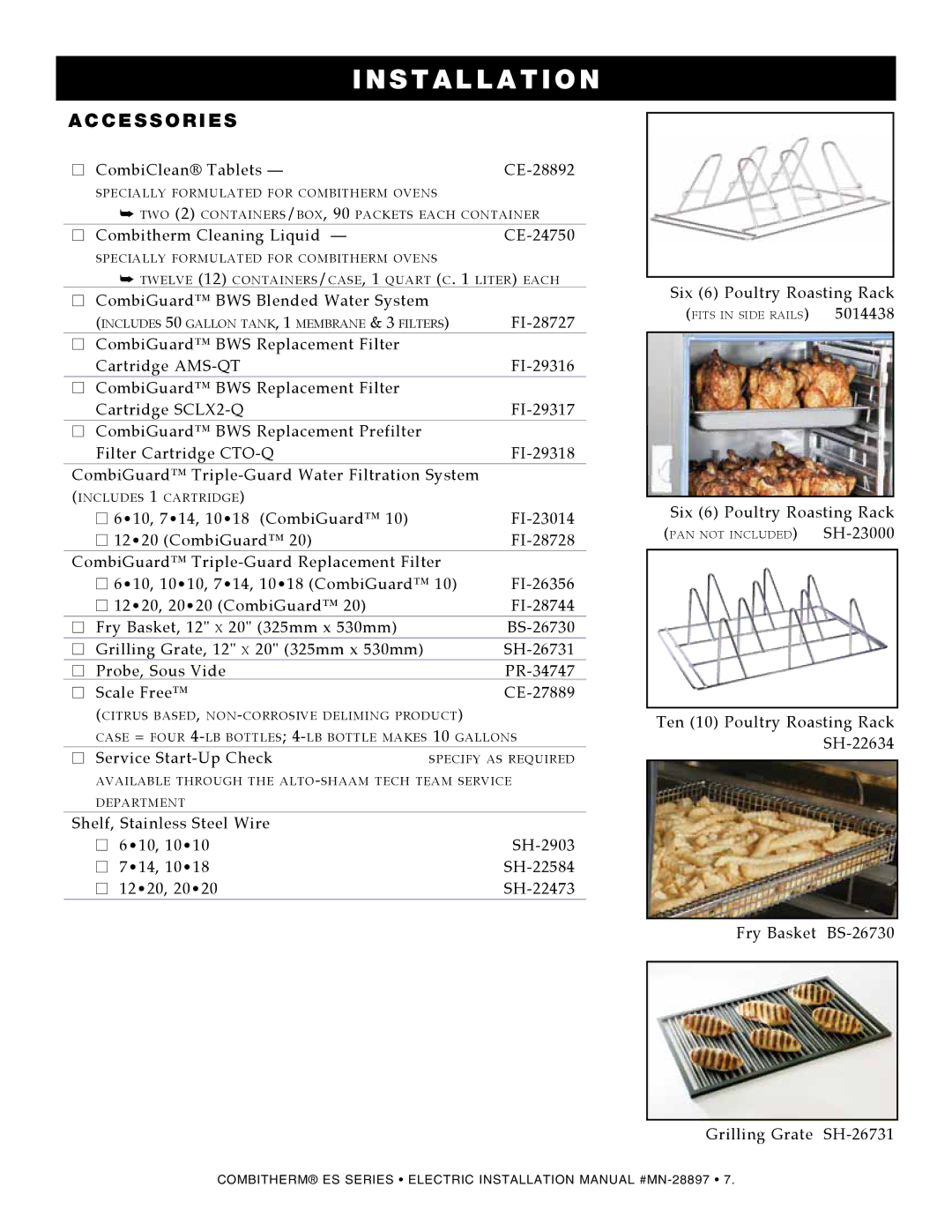 Alto-Shaam 1220 manual Accessories, Combitherm Cleaning Liquid CE-24750 