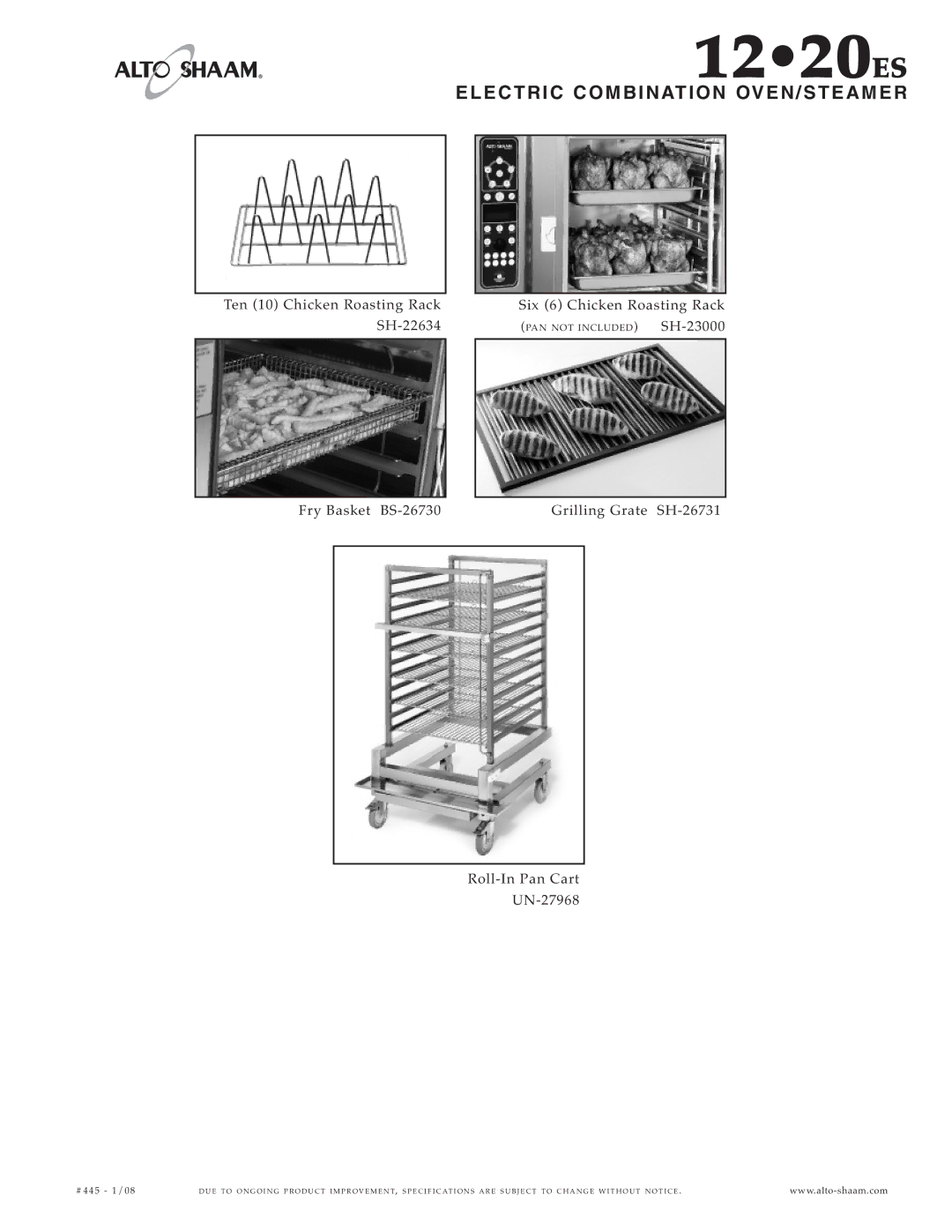 Alto-Shaam 12.20ES EL ECT RIC COM Bination OVEN/S TE AME R, Grilli ng G rat e SH-2 Rol l-In Pan Cart UN-27, #4 45 1 /0 