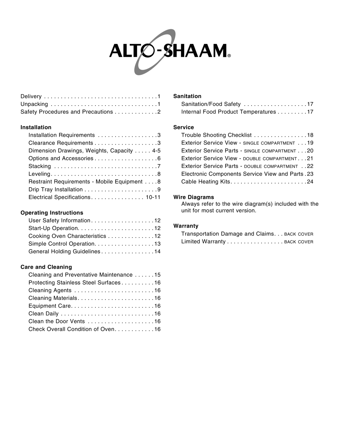 Alto-Shaam 1000-SK/II, 1767-SK, 1000-SK-I manual Wire Diagrams 