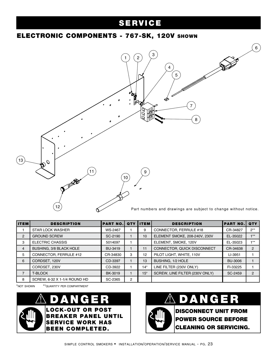 Alto-Shaam 1000-SK-I, 1767-SK, 1000-SK/II manual Electronic components 767-SK, 120V shown 