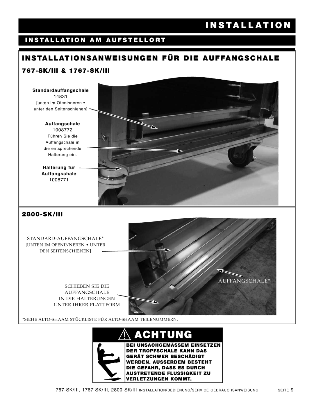 Alto-Shaam 2800-SK/III, 1767-SK/III manual INS Tallatio N, 767-S K/II I & 1767-SK 