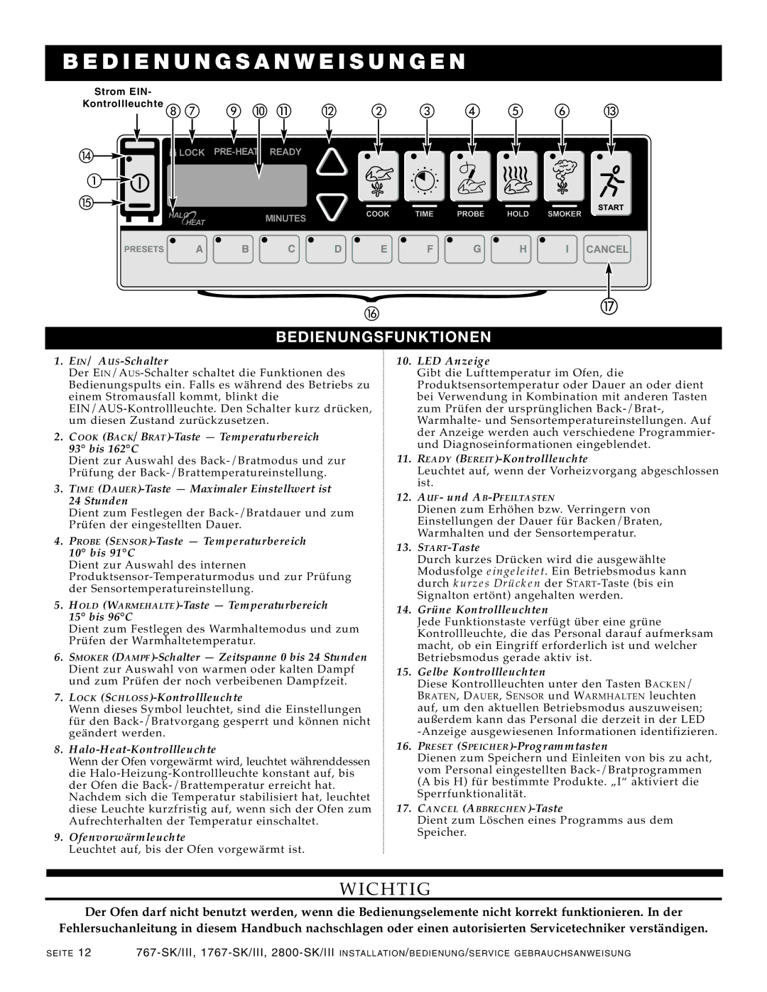 Alto-Shaam 1767-SK/III, 2800-SK/III manual Be DI ENU Ngsa Nweisu NG EN, BED IEN Ungsfunktion EN 