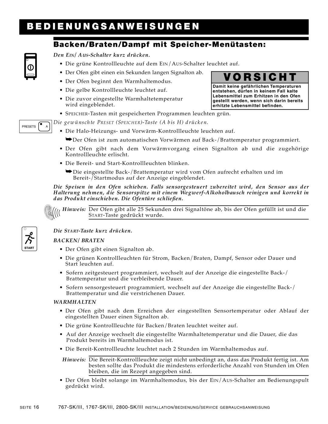 Alto-Shaam 1767-SK/III, 2800-SK/III manual Or Sicht 