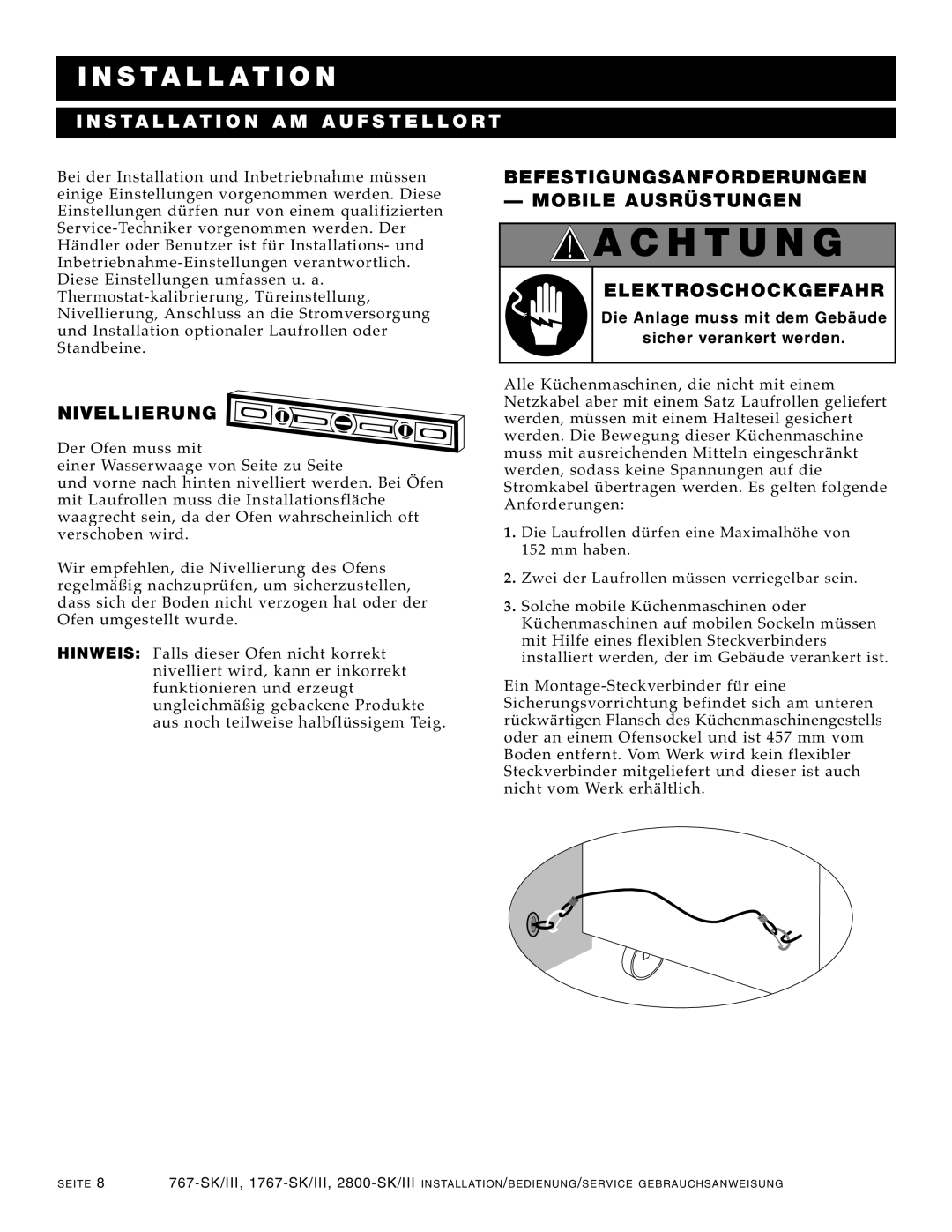 Alto-Shaam 1767-SK/III, 2800-SK/III manual H Tu Ng, Insta Llat I on 