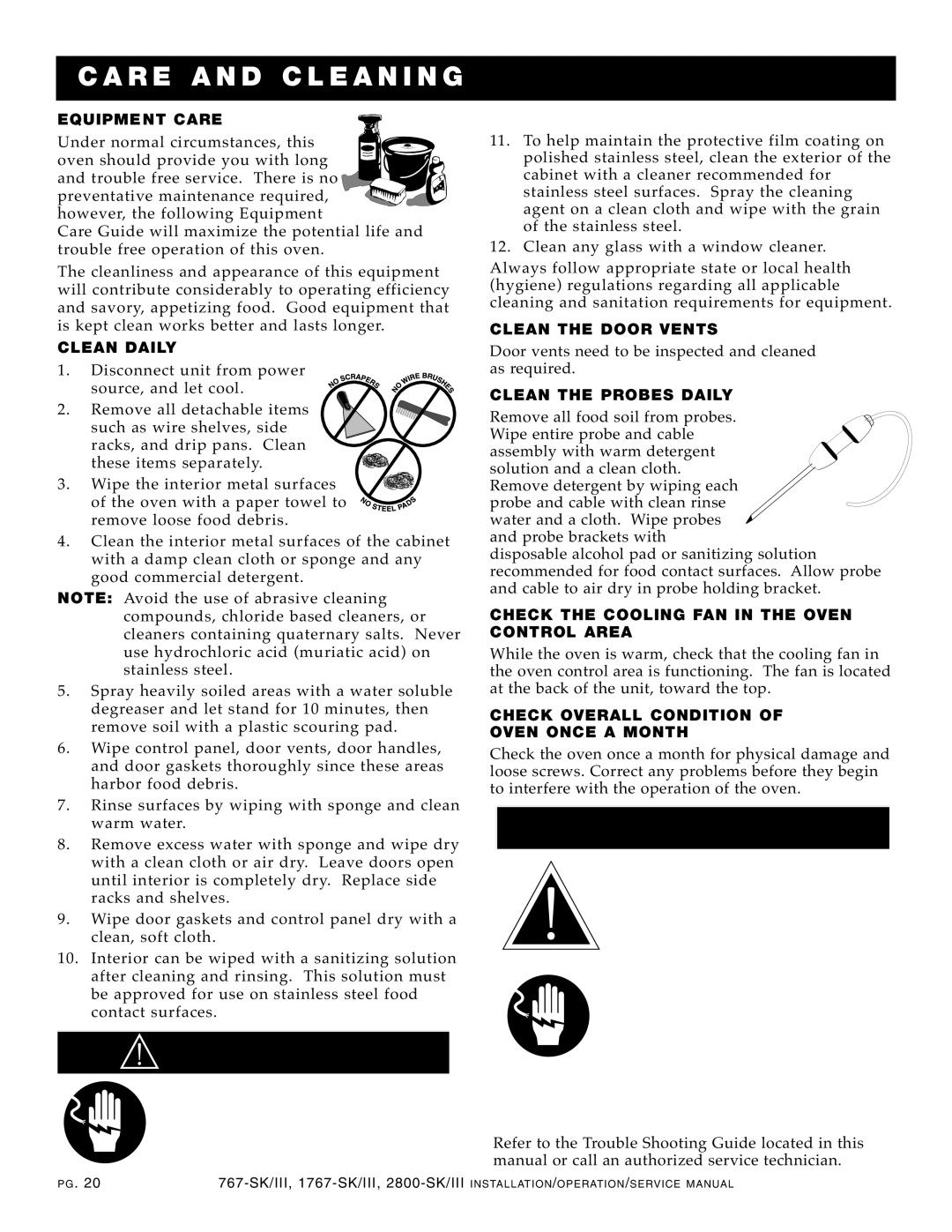 Alto-Shaam 2800-SK/III manual An Ge R, Are and C Lean ING 