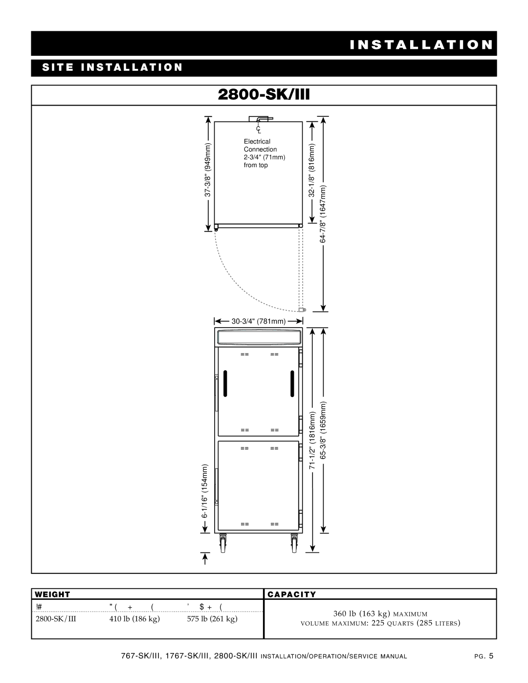 Alto-Shaam 2800-SK/III manual SI TE INS Tallatio N 