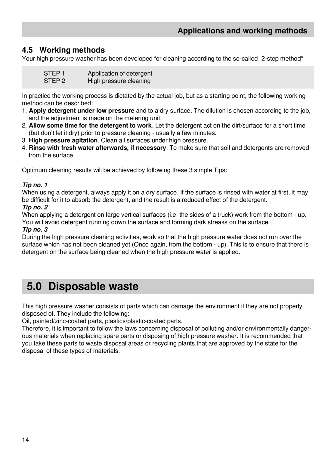 Alto-Shaam 30HA STANDARD/MASTER owner manual Disposable waste, Applications and working methods Working methods 