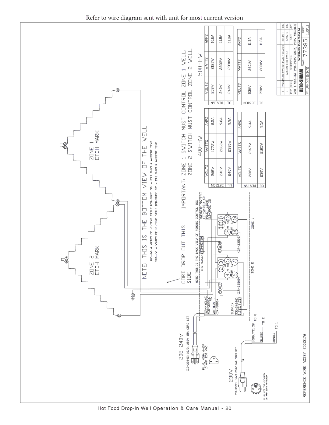 Alto-Shaam 300-HW/D643, 400-HW/D4, 400-HW/D6, 500-HW/D4, 300-HW/D443 manual Hot Food Drop-In Well Operation & Care Manual 