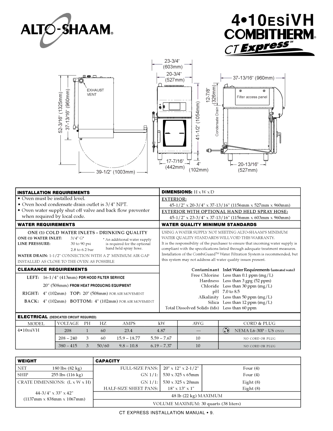 Alto-Shaam 4.10esi, 4.10ESiVH manual 410esiVH 