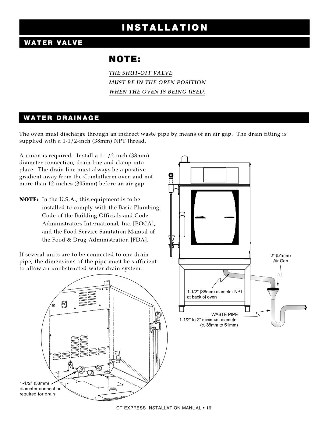 Alto-Shaam 4.10ESiVH, 4.10esi manual Water Valve, Water drainage 