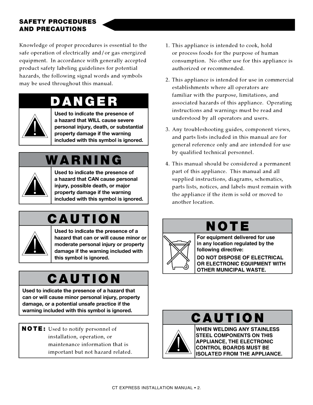 Alto-Shaam 4.10ESiVH, 4.10esi manual N g e r, Safety procedures and precautions 