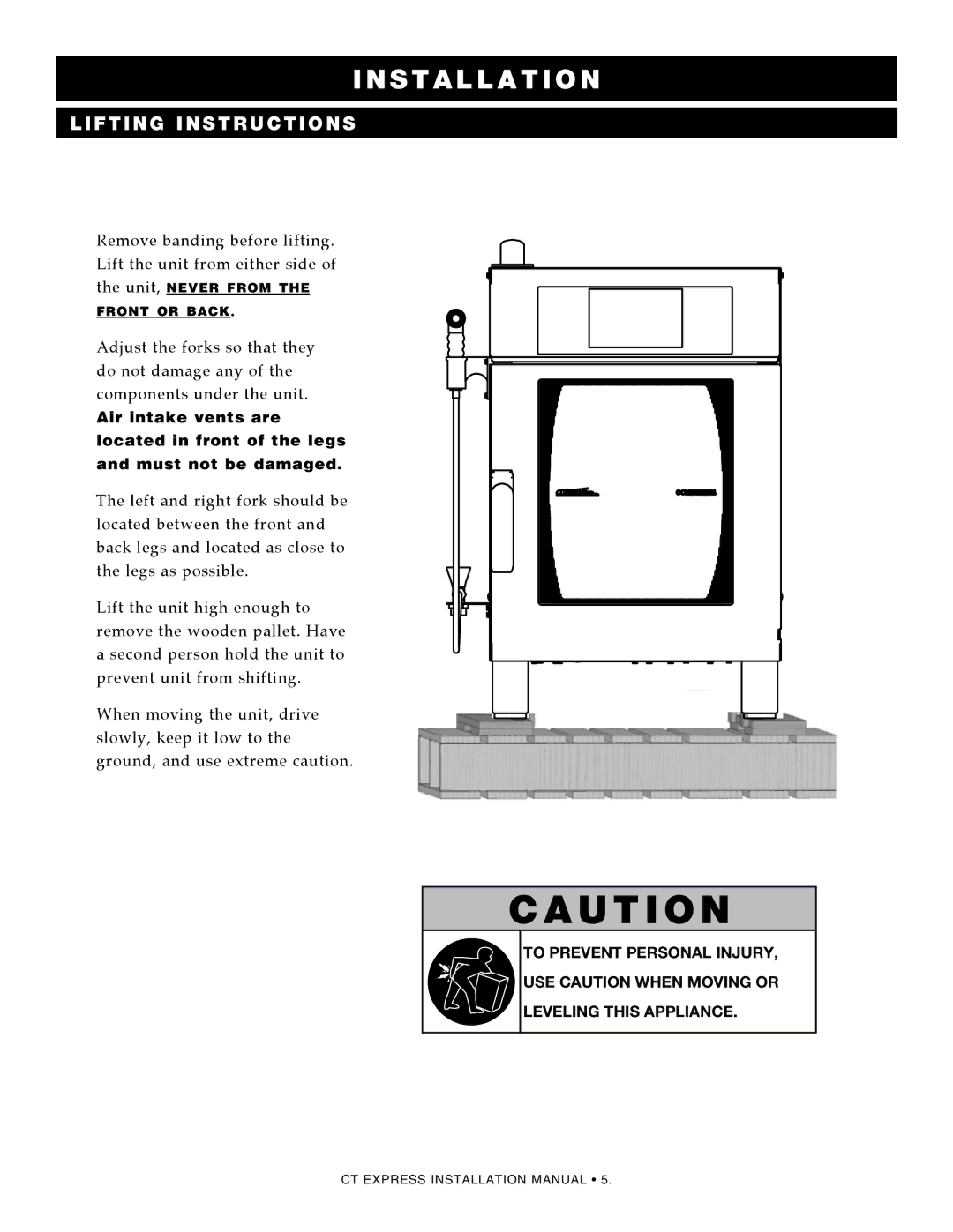 Alto-Shaam 4.10esi, 4.10ESiVH manual Lifting Instructions 