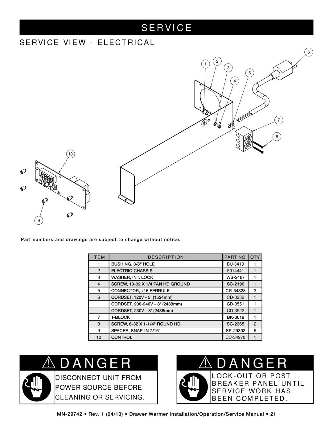 Alto-Shaam 500-1D, 500-3D, 3DN, 2DN, 500-2D, 1DN, drawer warmers manual Service view electrical 