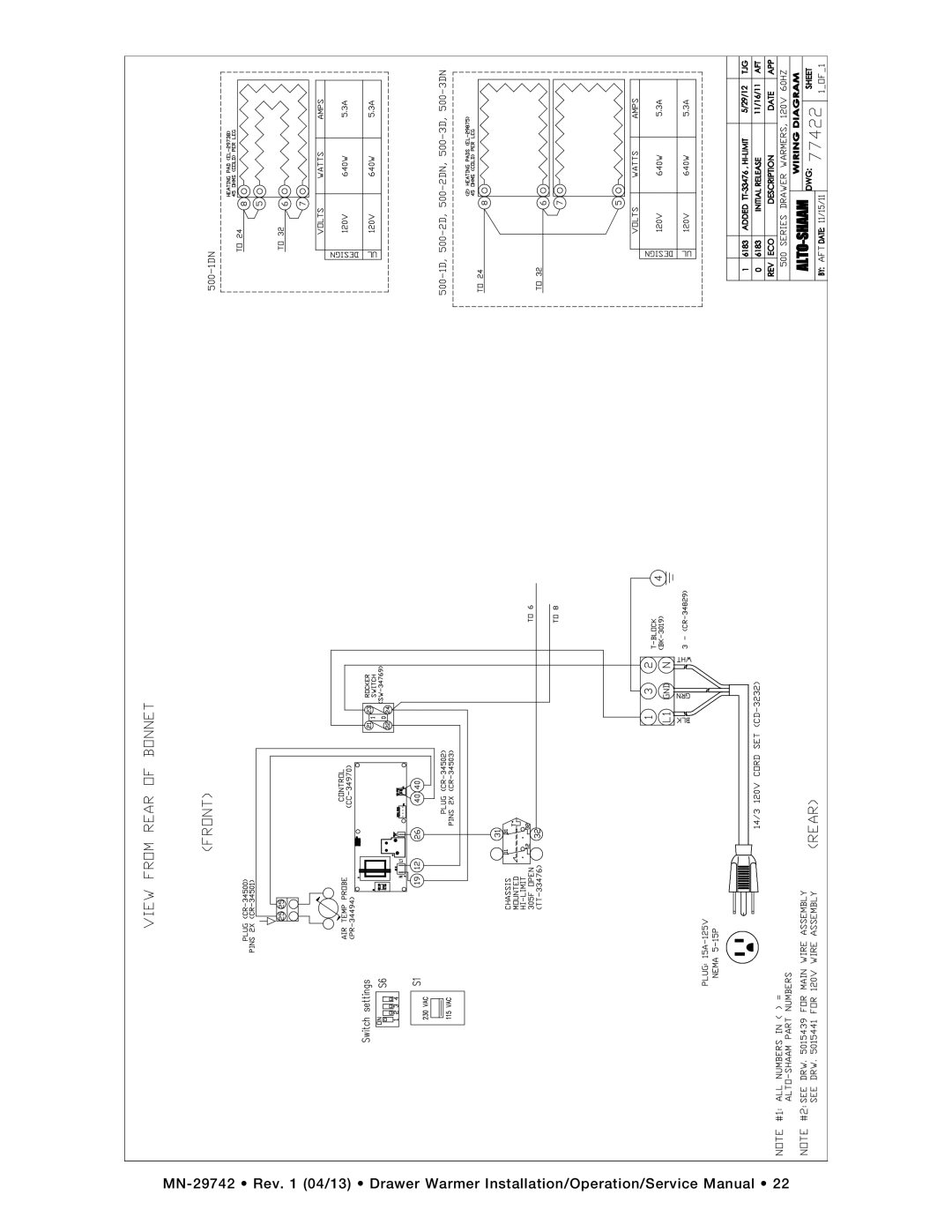 Alto-Shaam 2DN, 500-3D, 3DN, 500-1D, 500-2D, 1DN, drawer warmers manual 