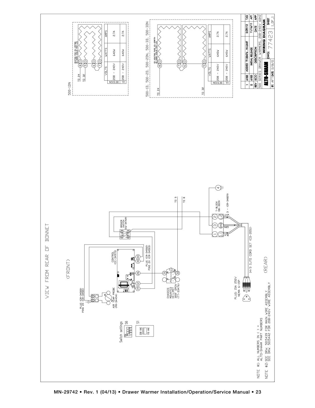 Alto-Shaam 500-2D, 500-3D, 3DN, 500-1D, 2DN, 1DN, drawer warmers manual 