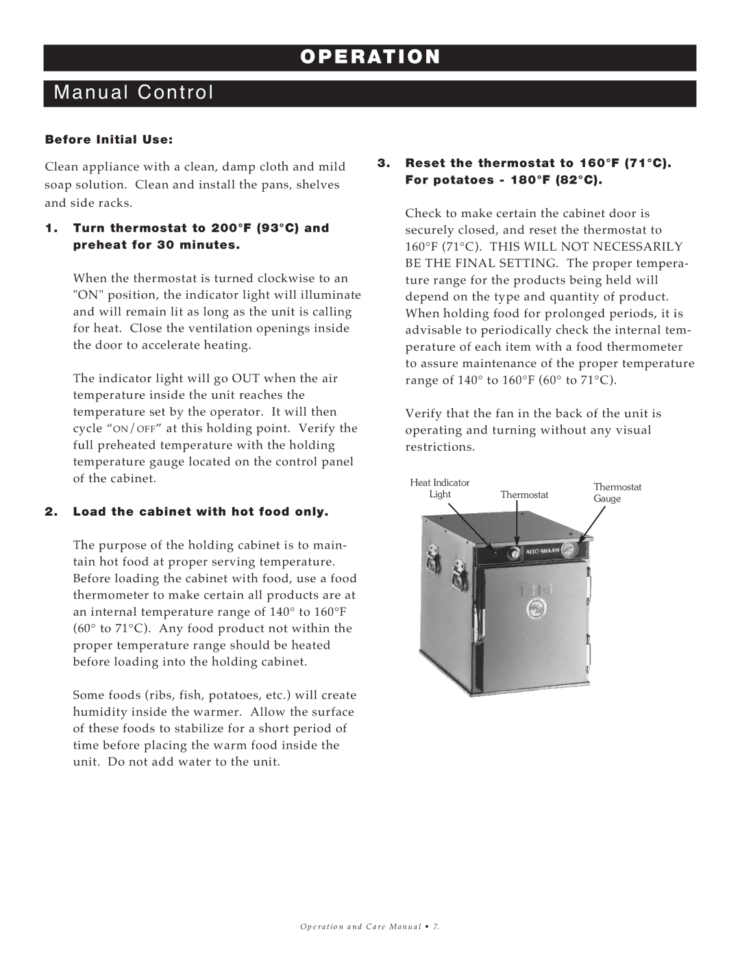 Alto-Shaam 500-E/Deluxe manual Befor e Initia l Use 