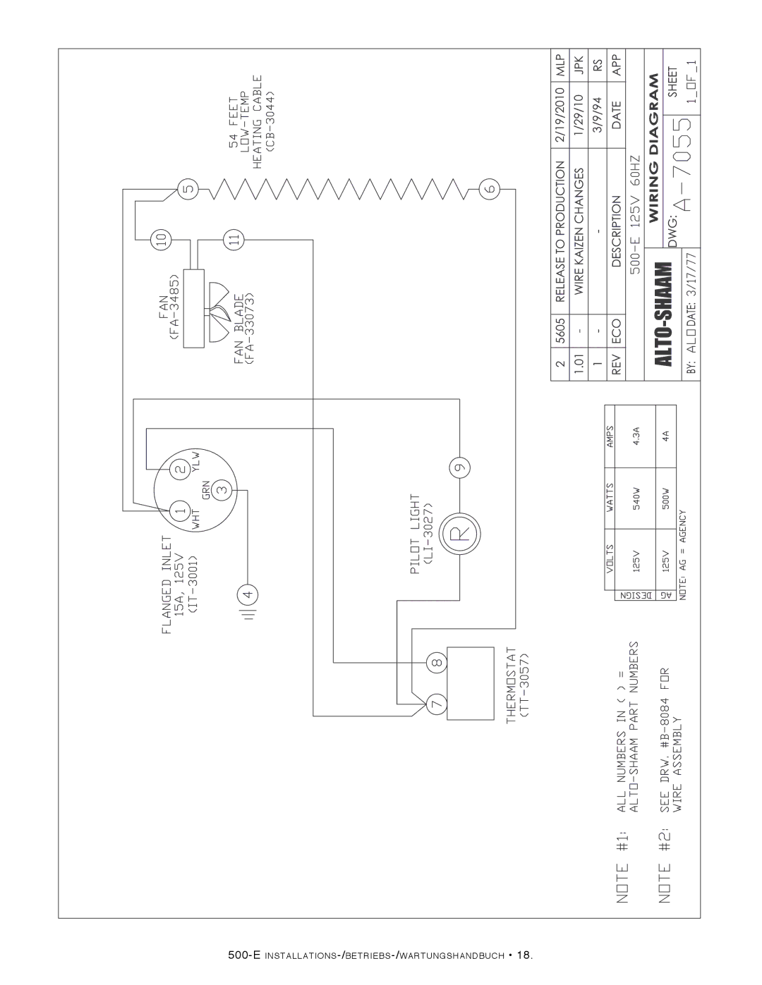 Alto-Shaam 500-E/HD manual Installations -/betriebs -/wartungshandbuch 