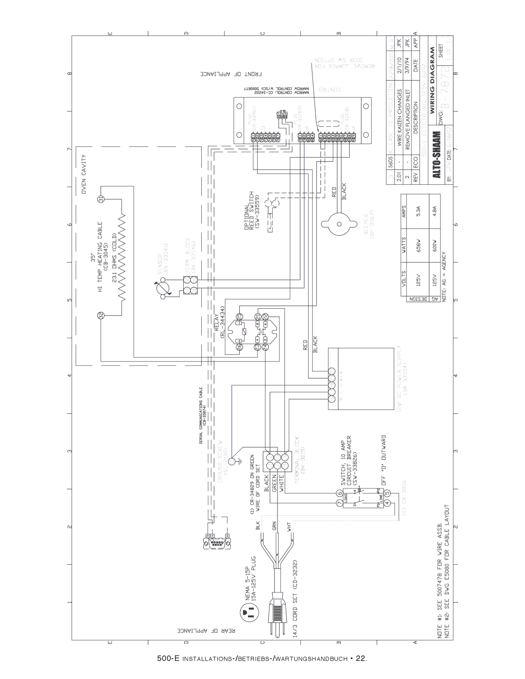 Alto-Shaam 500-E/HD manual Installations -/betriebs -/wartungshandbuch 