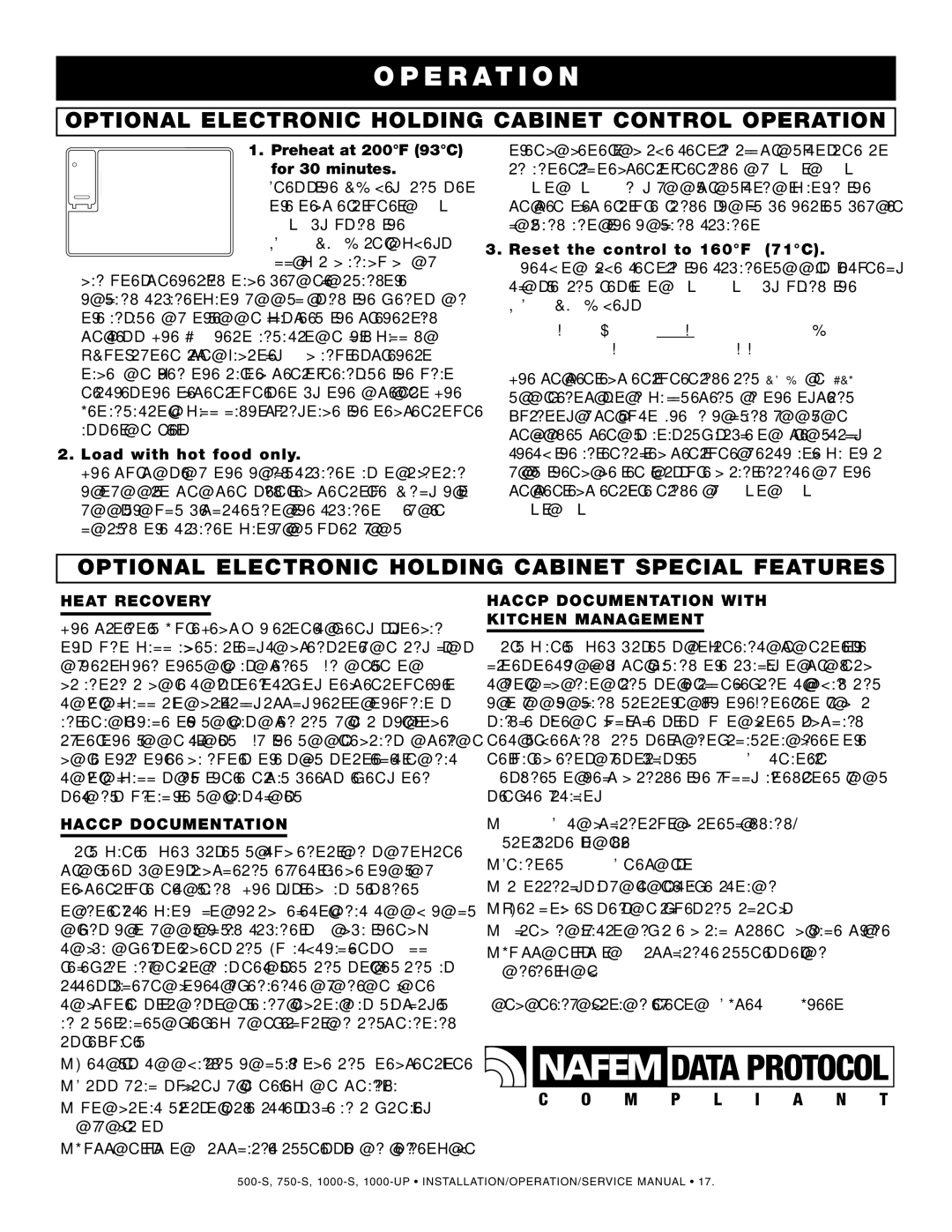 Alto-Shaam 750-S, 500-S manual OPT Ional ELE Ctronic Holdi NG Cabinet Contro Perat ION, Heat Recovery, Hacc P Docume Ntation 