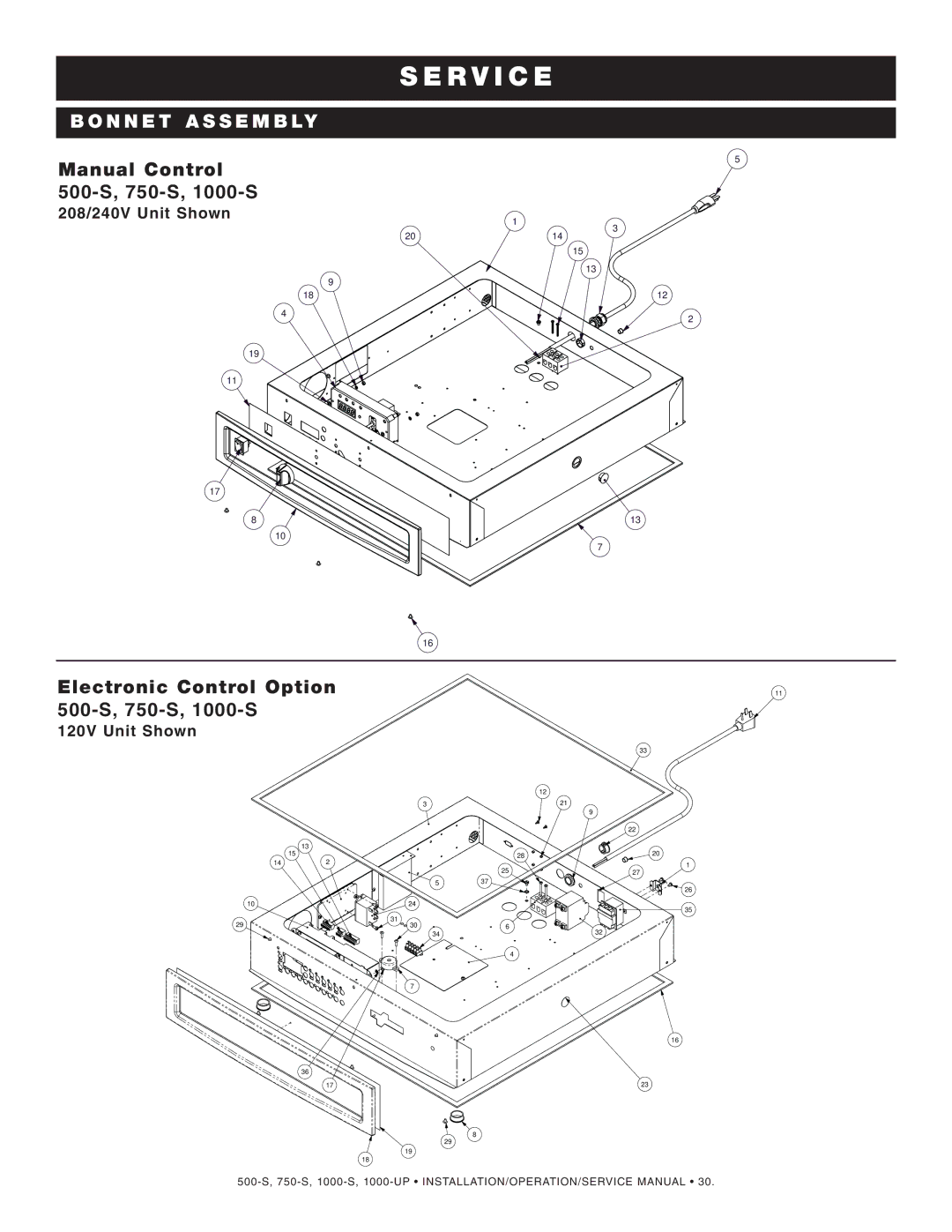 Alto-Shaam 500-S, 750-S manual Ervi, Bonnet Assembly 