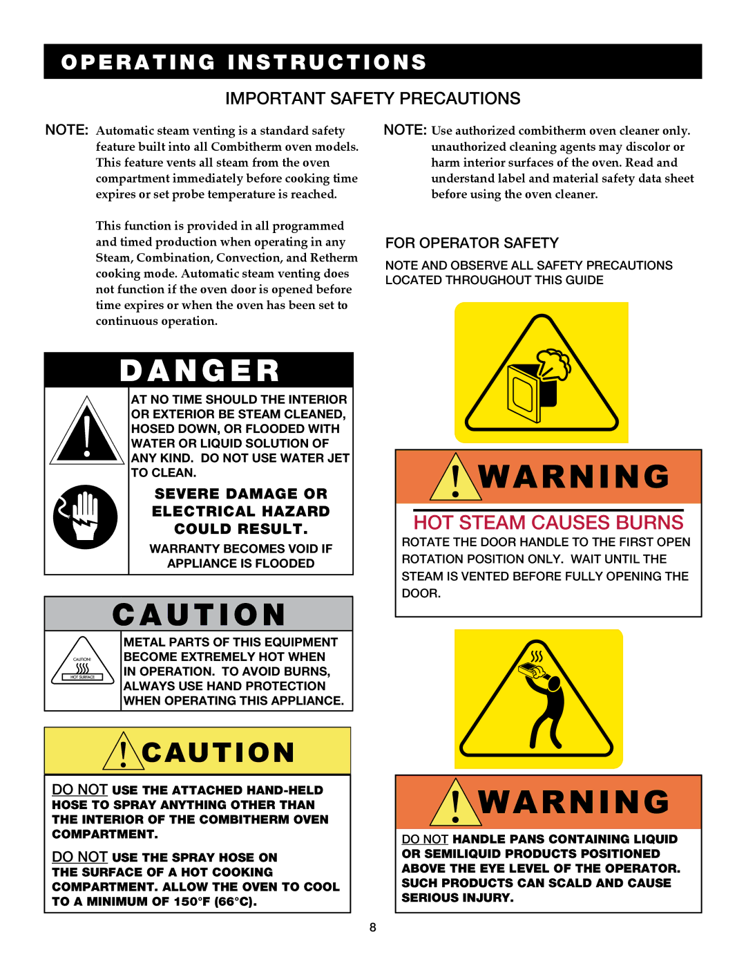 Alto-Shaam 7.14es CombiTouch operation manual Important safety precautions, For operator safety 