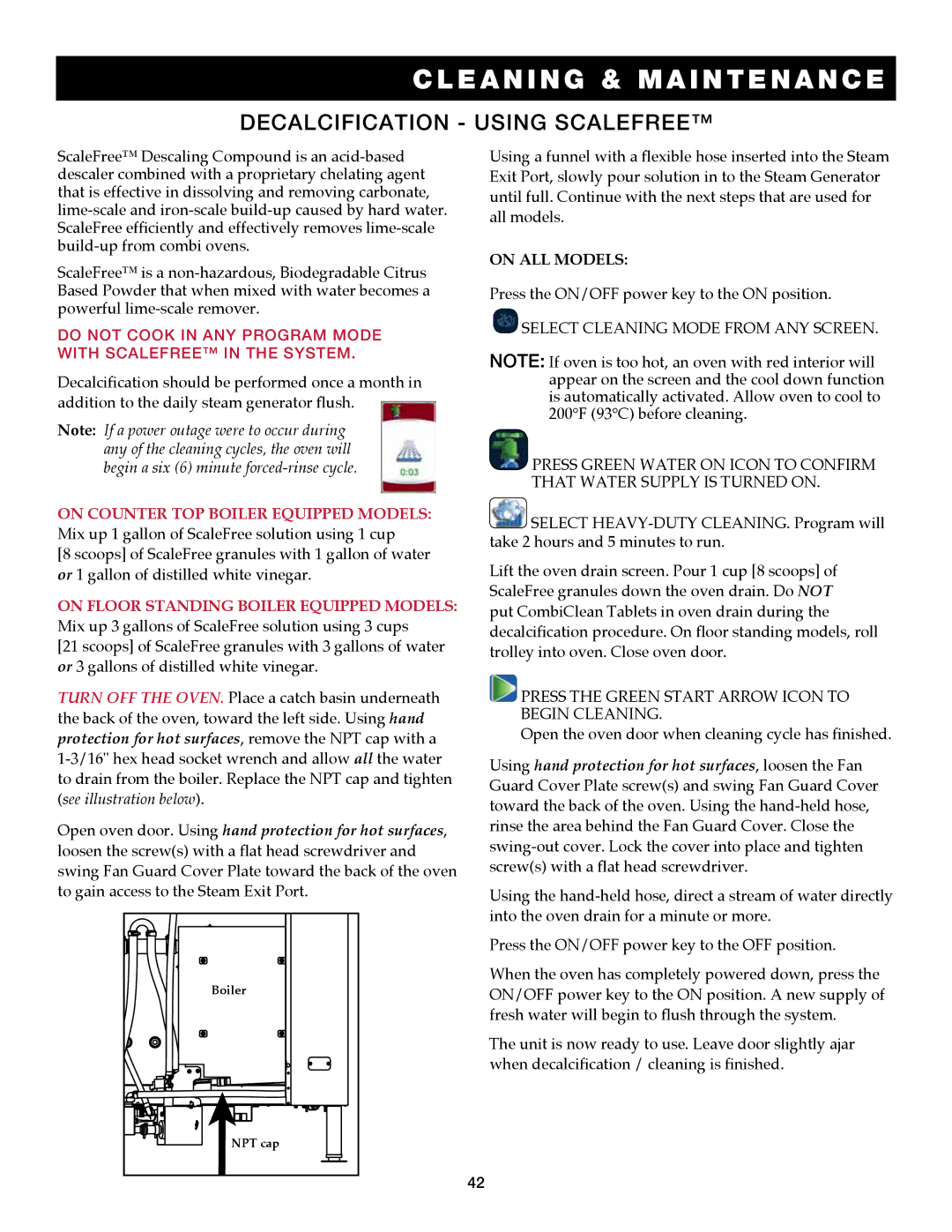 Alto-Shaam 7.14es CombiTouch operation manual Decalcification using scalefree, On ALL models 