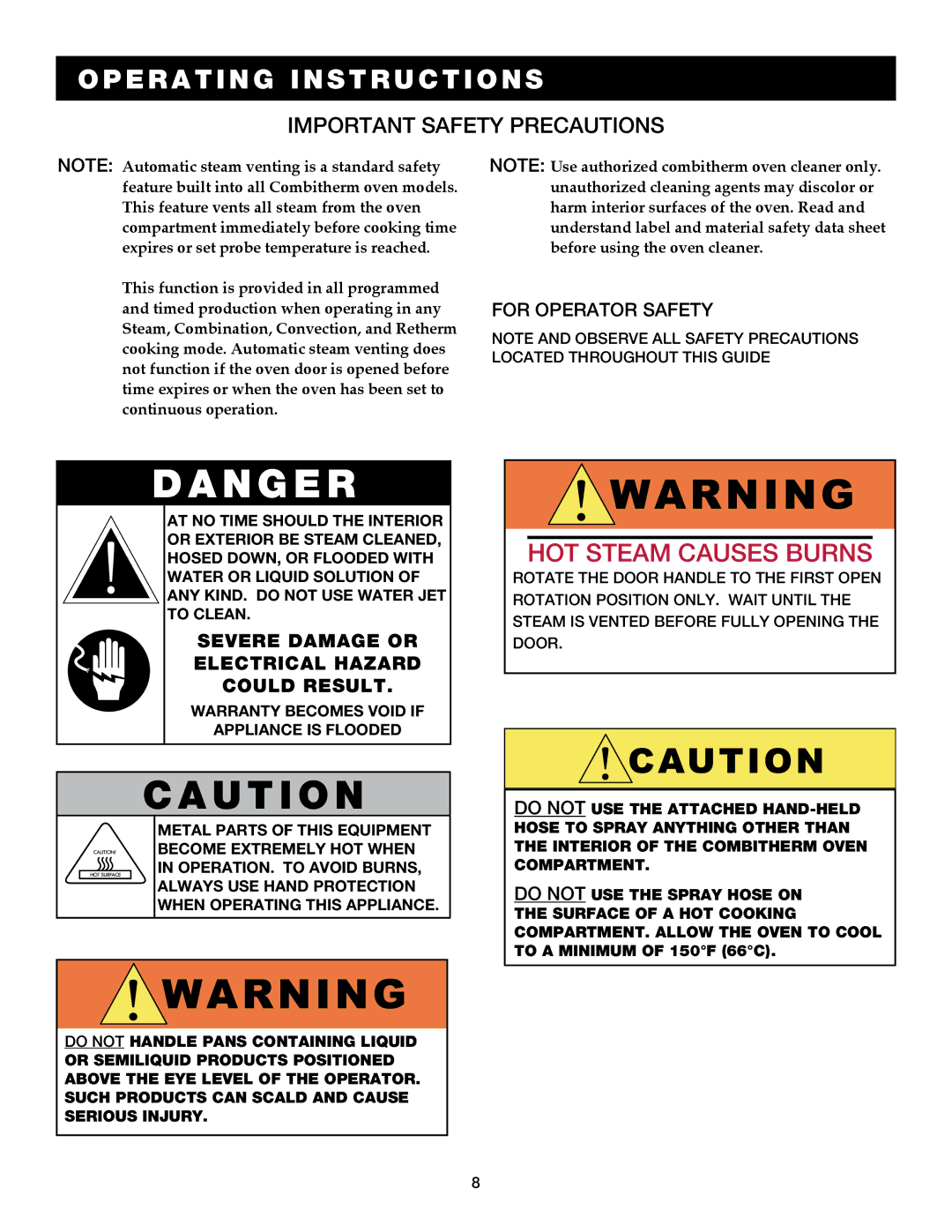 Alto-Shaam 7.14ESG, 7.14es operation manual Important safety precautions, For operator safety 