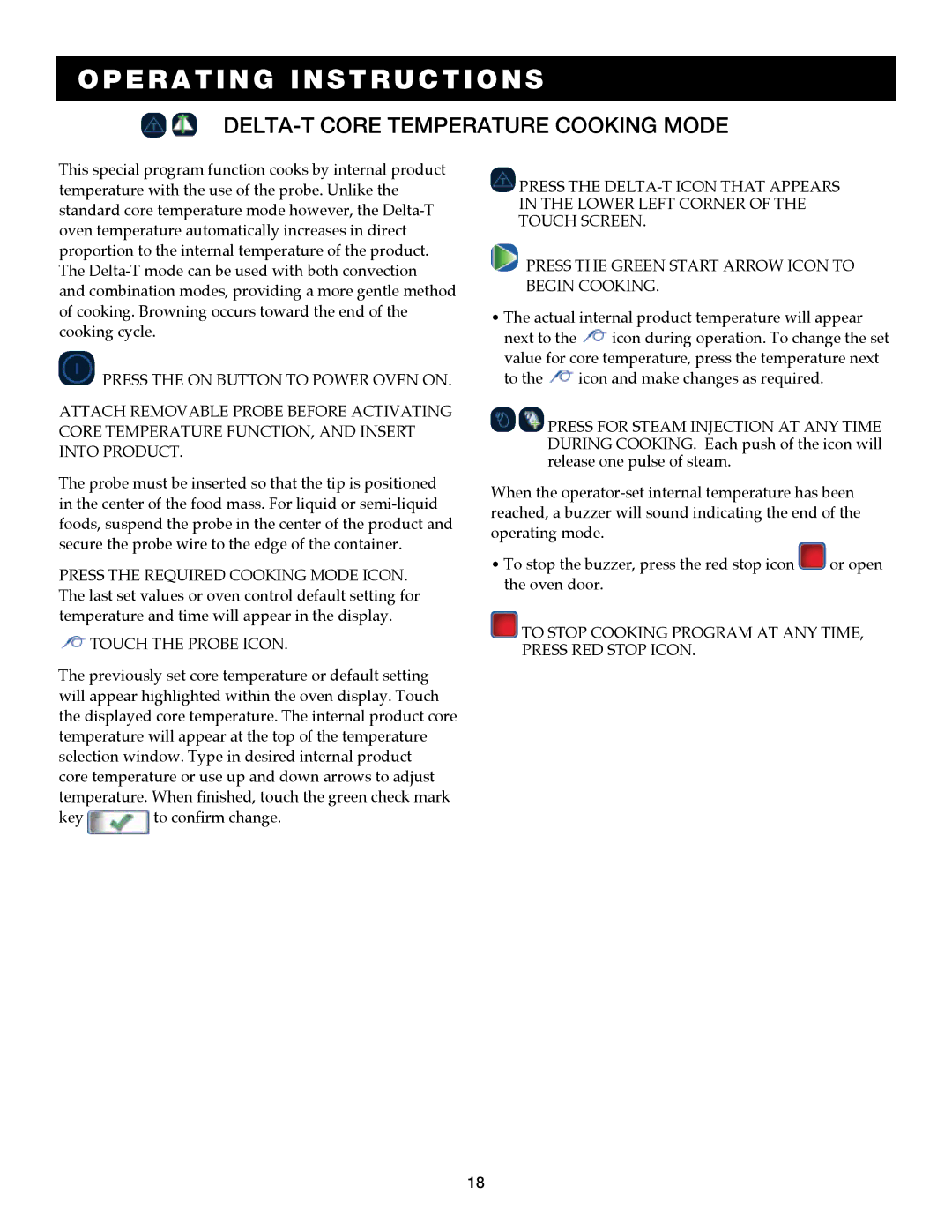 Alto-Shaam 7.14ESG, 7.14es operation manual Delta-T core temperature cooking mode 