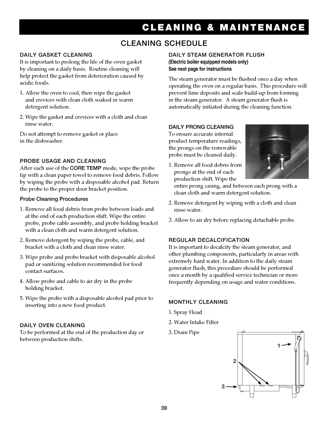 Alto-Shaam 7.14es, 7.14ESG operation manual Cleaning schedule, Probe Cleaning Procedures 