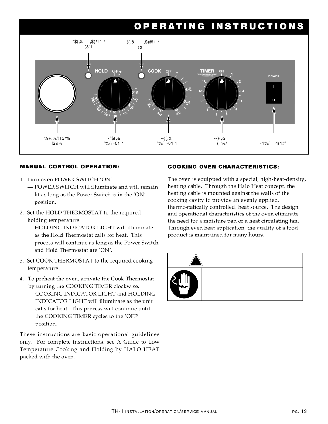 Alto-Shaam 1000-TH-II Dan Ge R, OP Eratin G Instru Ctio N S, Manual Contro L Operat ION, COO King Oven Characte Ristic S 