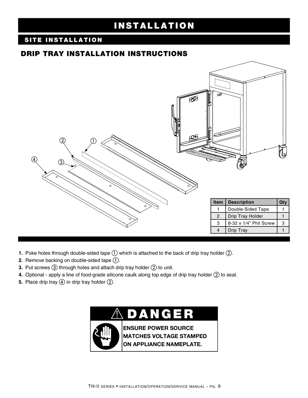 Alto-Shaam 750-TH-II manual Drip tray installation instructions 