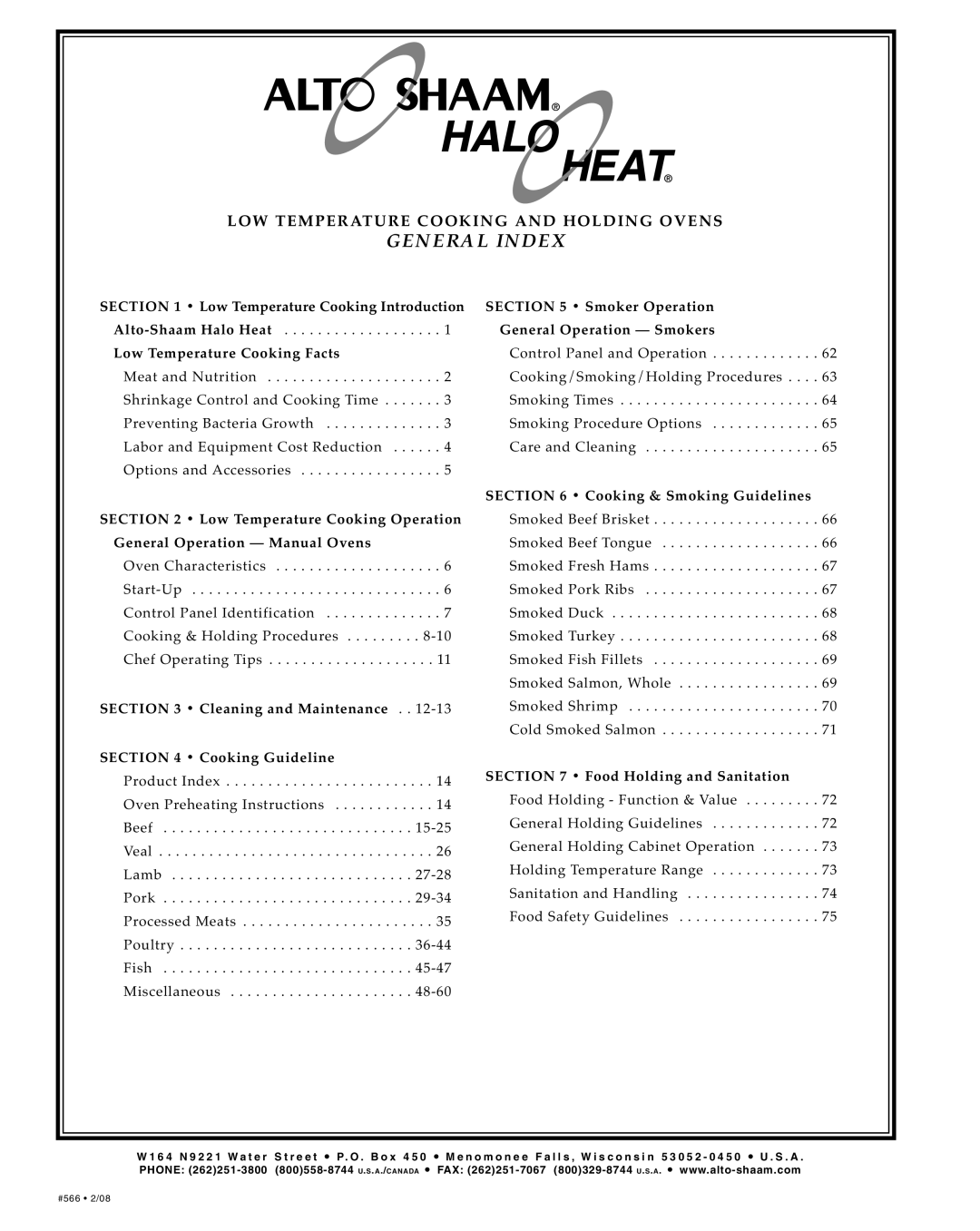 Alto-Shaam 1000-TH SERIES, 750-TH SERIES manual Alto-Shaam Halo Heat, Prod uct Ind ex Oven Prehea tin g Ins tructio ns Beef 