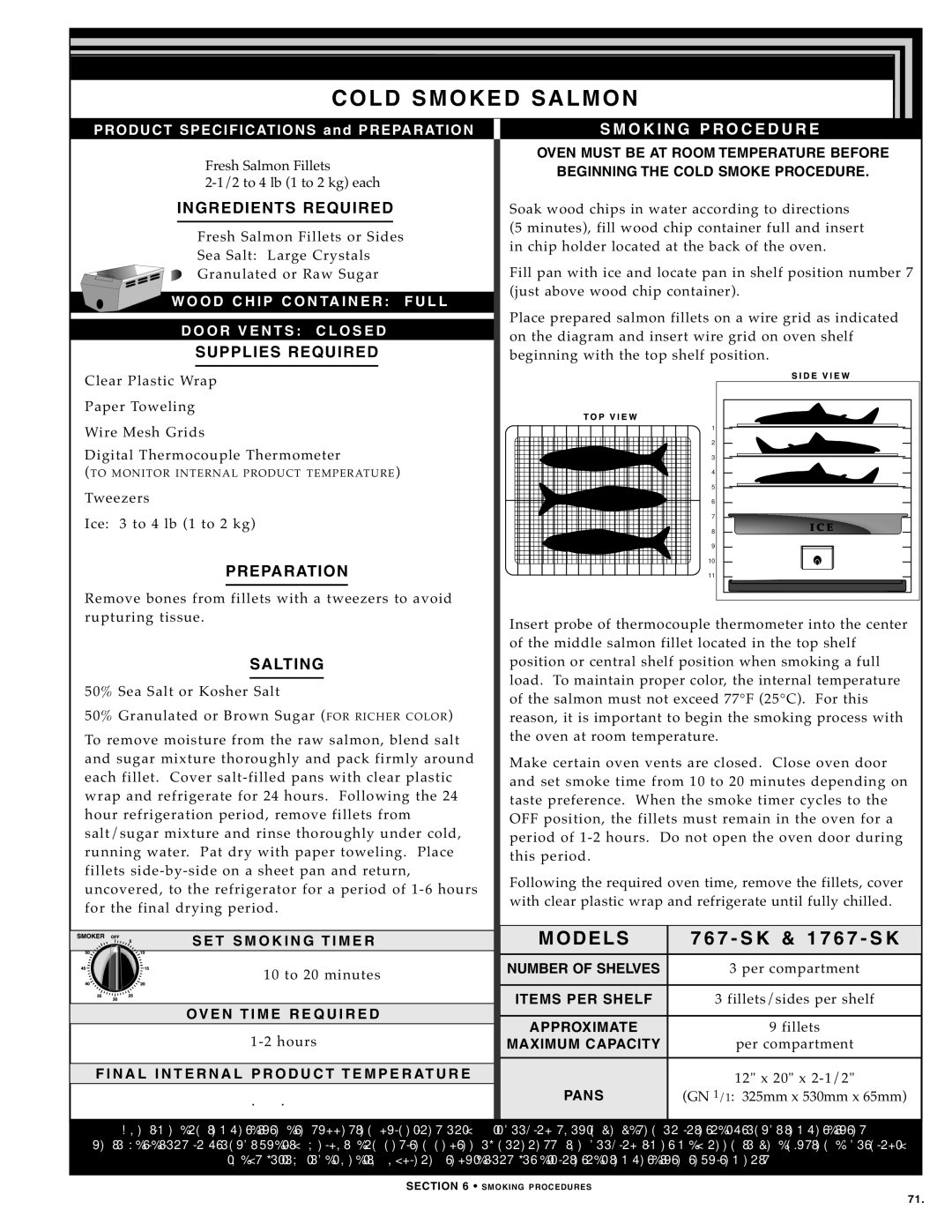 Alto-Shaam 500-TH SERIES, 750-TH SERIES, 1000-TH SERIES manual Cold Smoked Salmon 