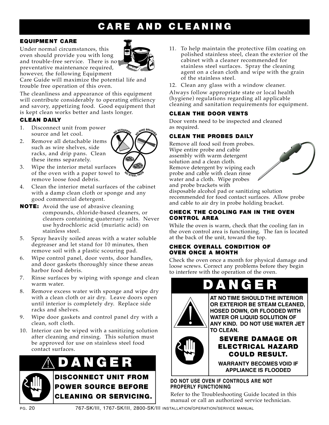 Alto-Shaam 2800-SK/III, 1767-SK/III manual Are a ND, Clea Ning 