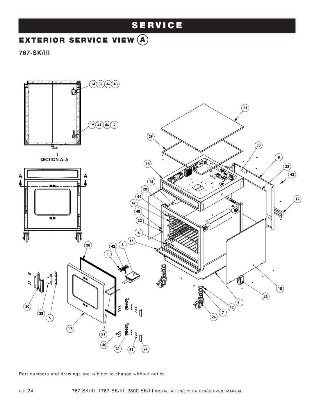 Alto-Shaam 1767-SK/III, 2800-SK/III manual EXT Erio R SER VIC E View a 