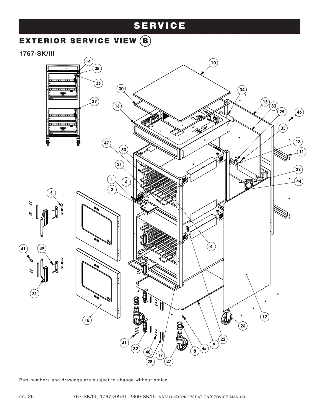 Alto-Shaam 2800-SK/III, 1767-SK/III manual EXT Erio R SER VIC E View B, 1767- SK/III 